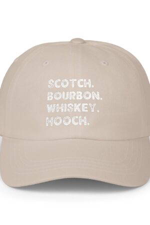 scotch. bourbon. whiskey. hooch. funny drinking dad hat